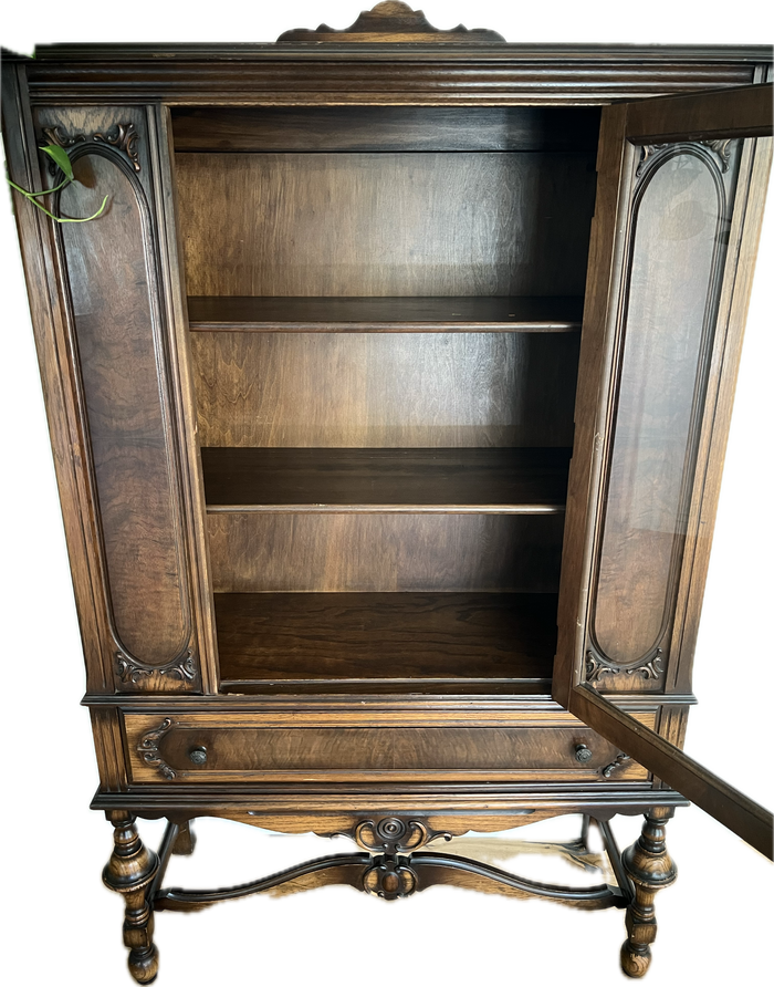 Antique Curio Display Armoire Cabinet