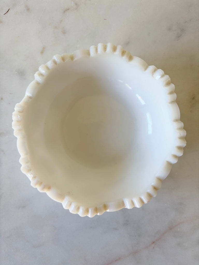 Vintage White Milk Glass Westmoreland Old Quilt Pattern Dish