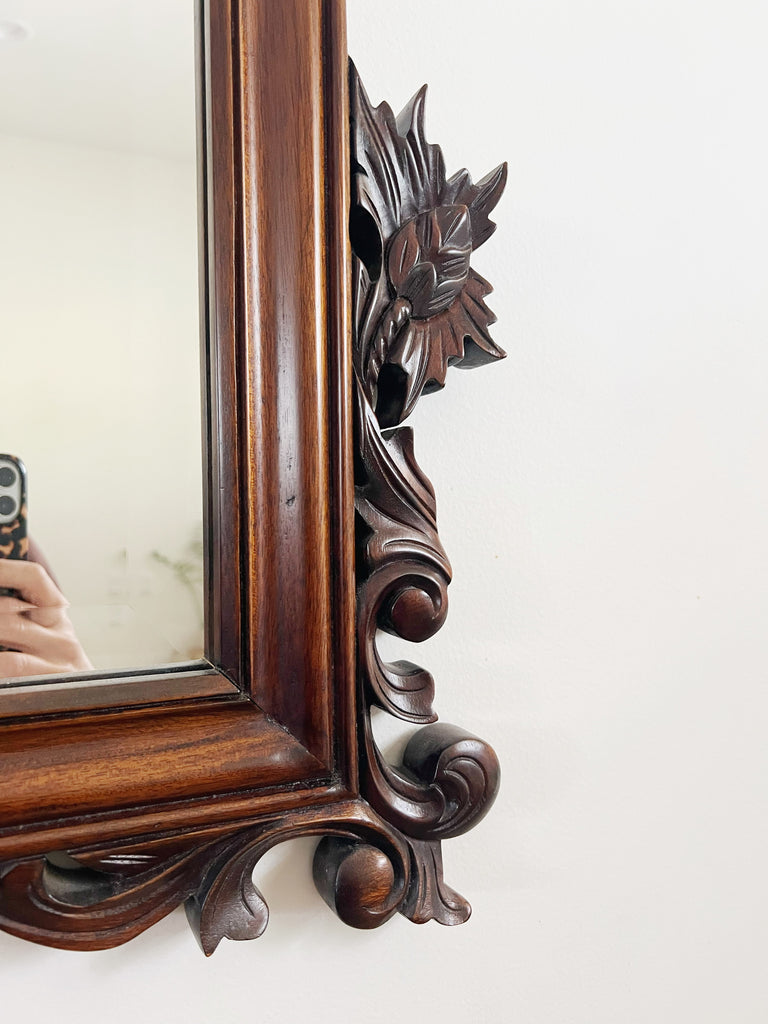 Rococo Carved Mahogany Beveled Wall Mirror