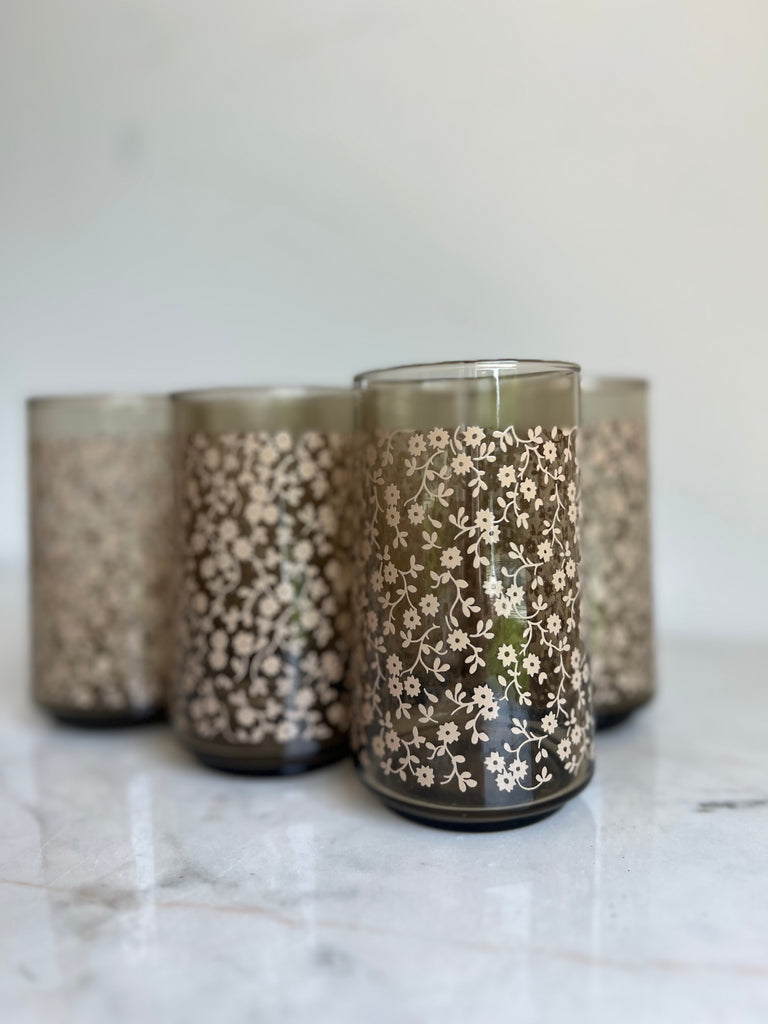 Vintage Floral Tumbler Glassware Set of 6