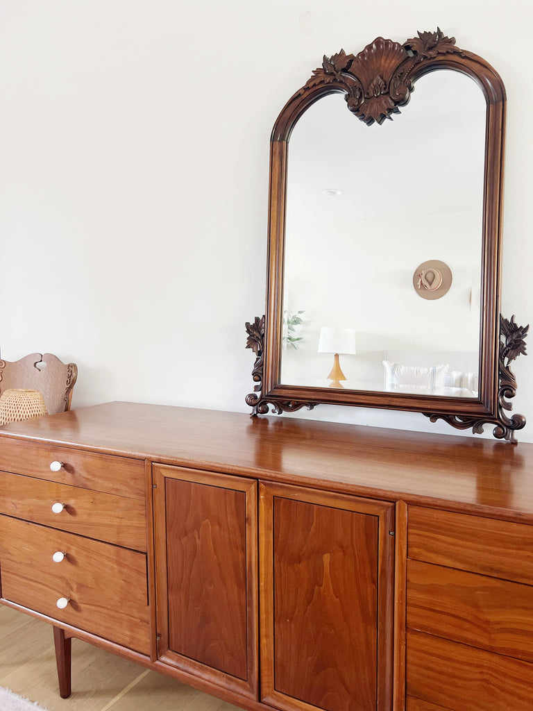 Rococo Carved Mahogany Beveled Wall Mirror
