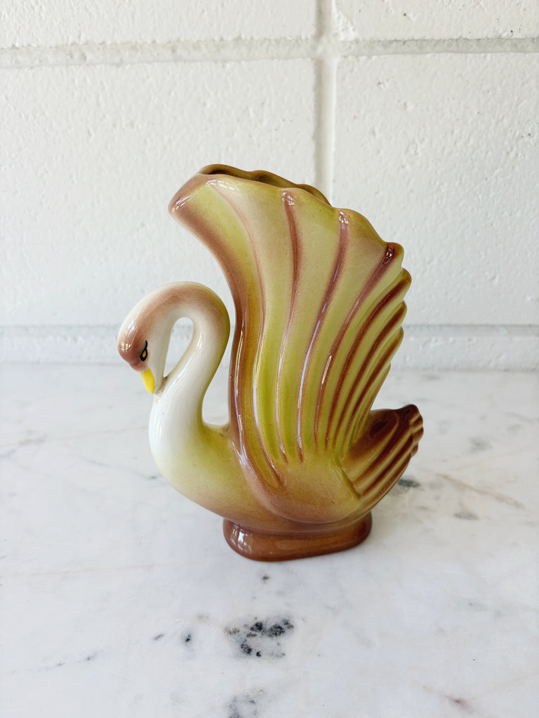 Vintage Ceramic Swan Vase