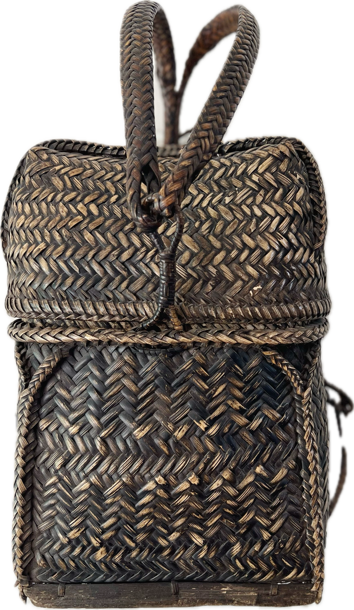 Vintage Woven Wicker Backpack Basket