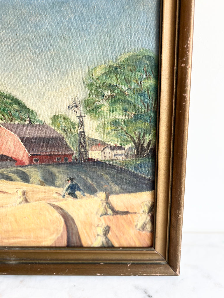 Framed Original Pair of Paintings Farm and Country Landscapes