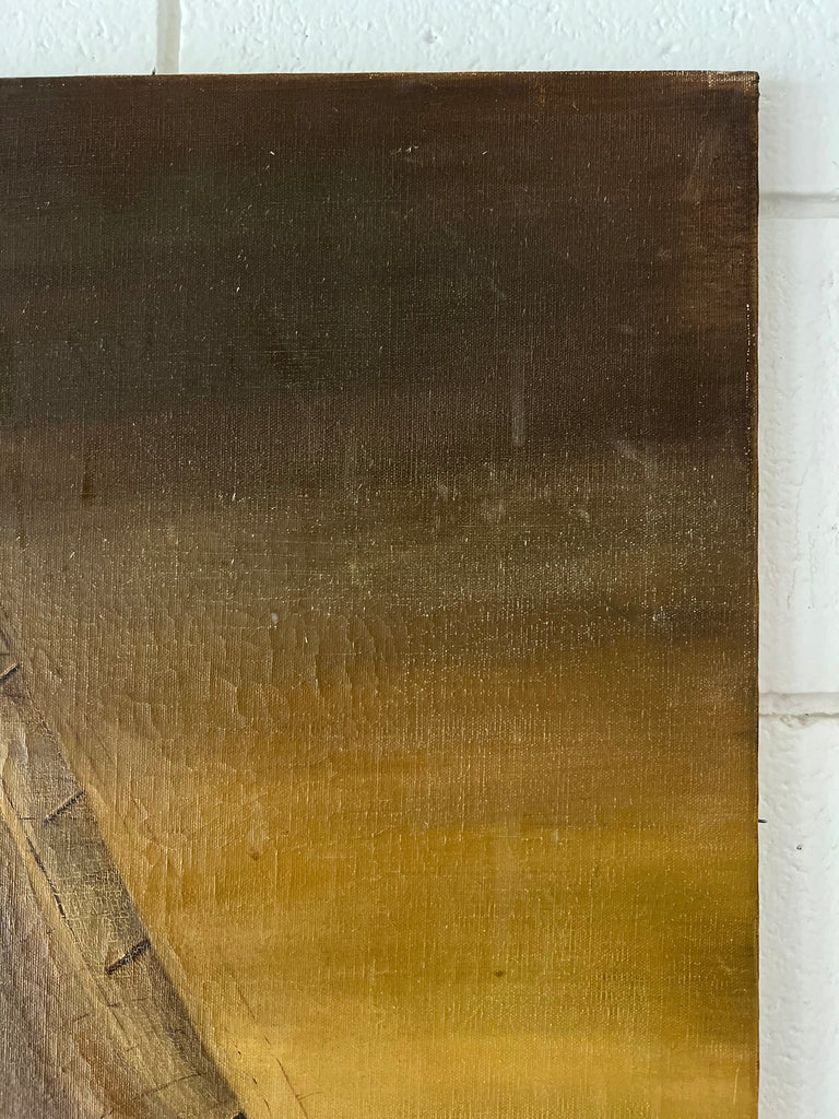 Signed Original Painting Mid 20th Vintage Sailboat Seascape