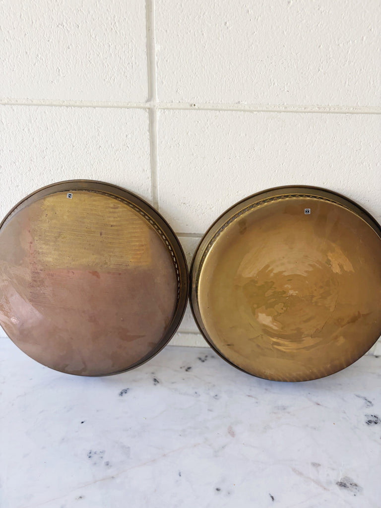 Vintage Brass Round Tray Set of 2