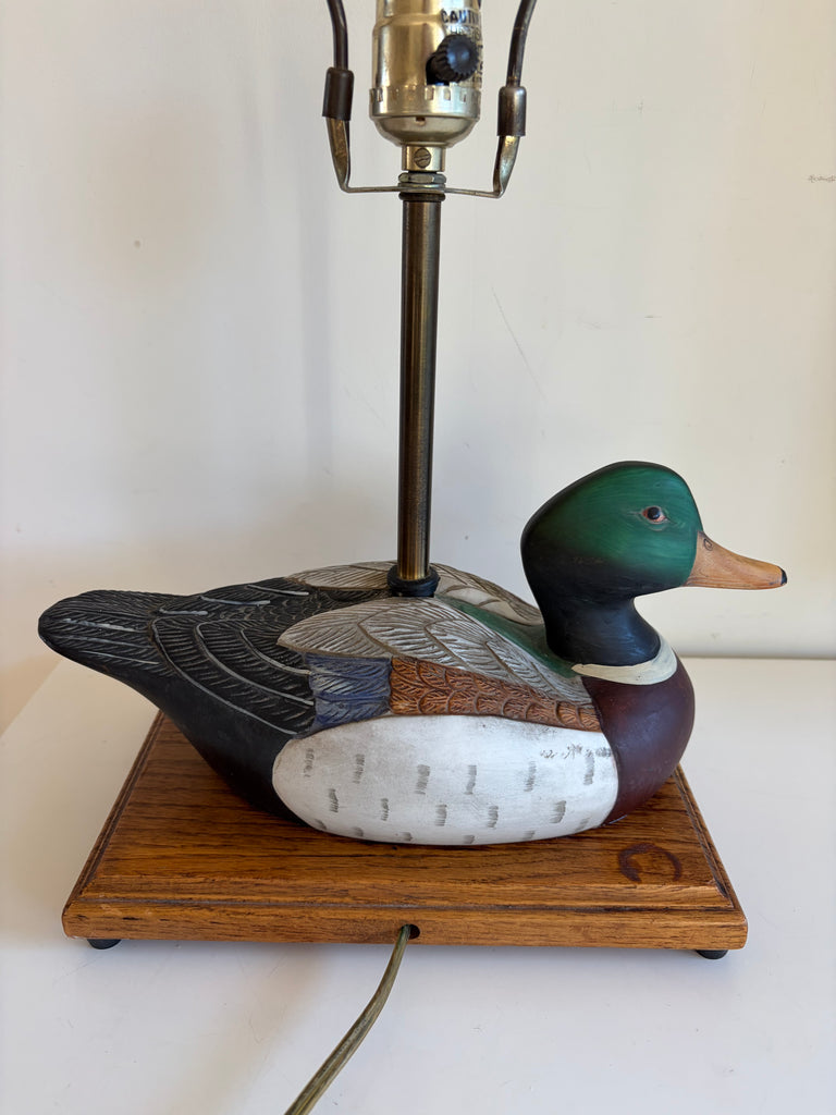 Vintage Hand-painted Mallard Duck Lamp