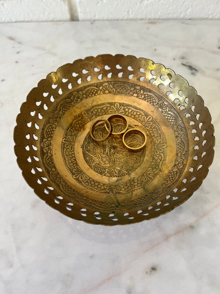 Ornate Peacock Decorative Brass Bowl