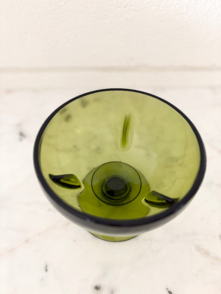 Vintage Indiana Glass Green Pedestal Bowl