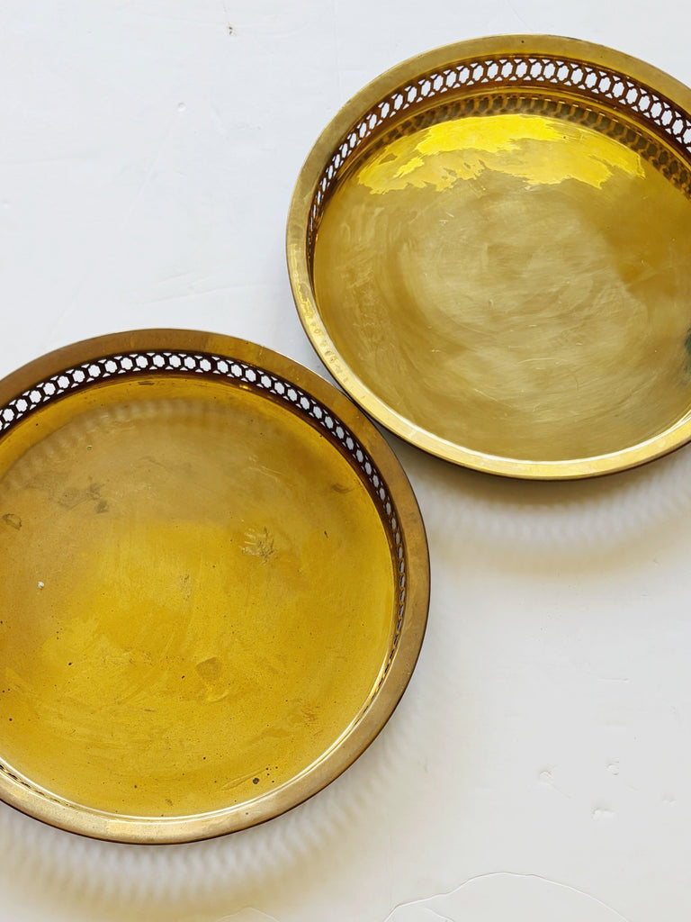 Vintage Brass Round Tray Set of 2