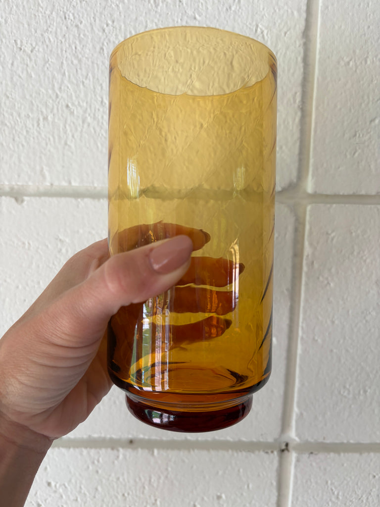 Libbey Amber Diamond Tumbler Optic Swirl Glassware Set