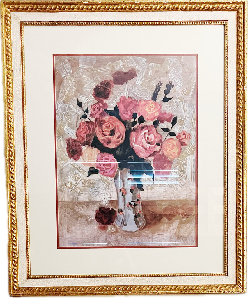 Quality Floral Arrangement in White Vase Still Life Painting