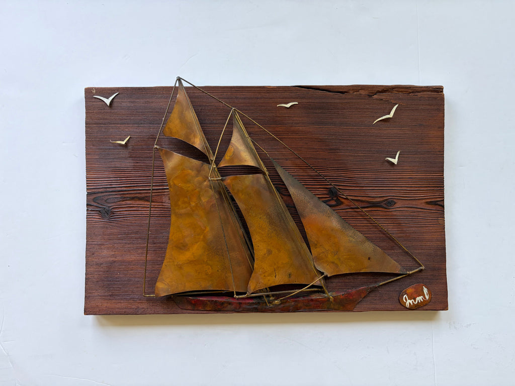 Wall Hanging Sailboat Brass Copper Metal Artwork