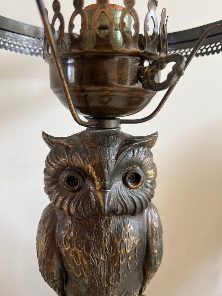 Vintage Bronze Owl Lamp by Loevsky & Loevsky