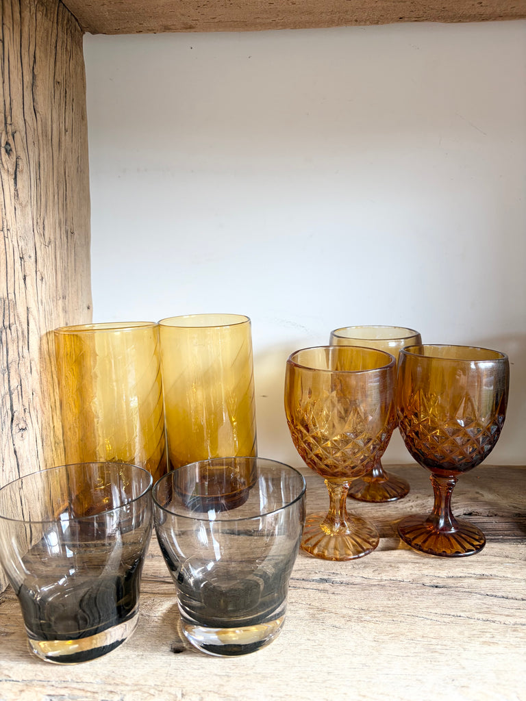 Vintage Libbey Gray Smoke Tumbler Glassware Set of 2