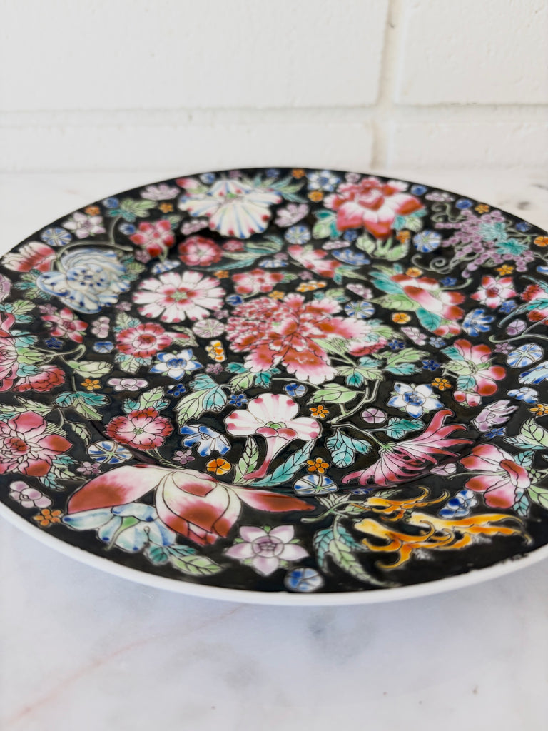 Vintage Handpainted Floral Ceramic Plate