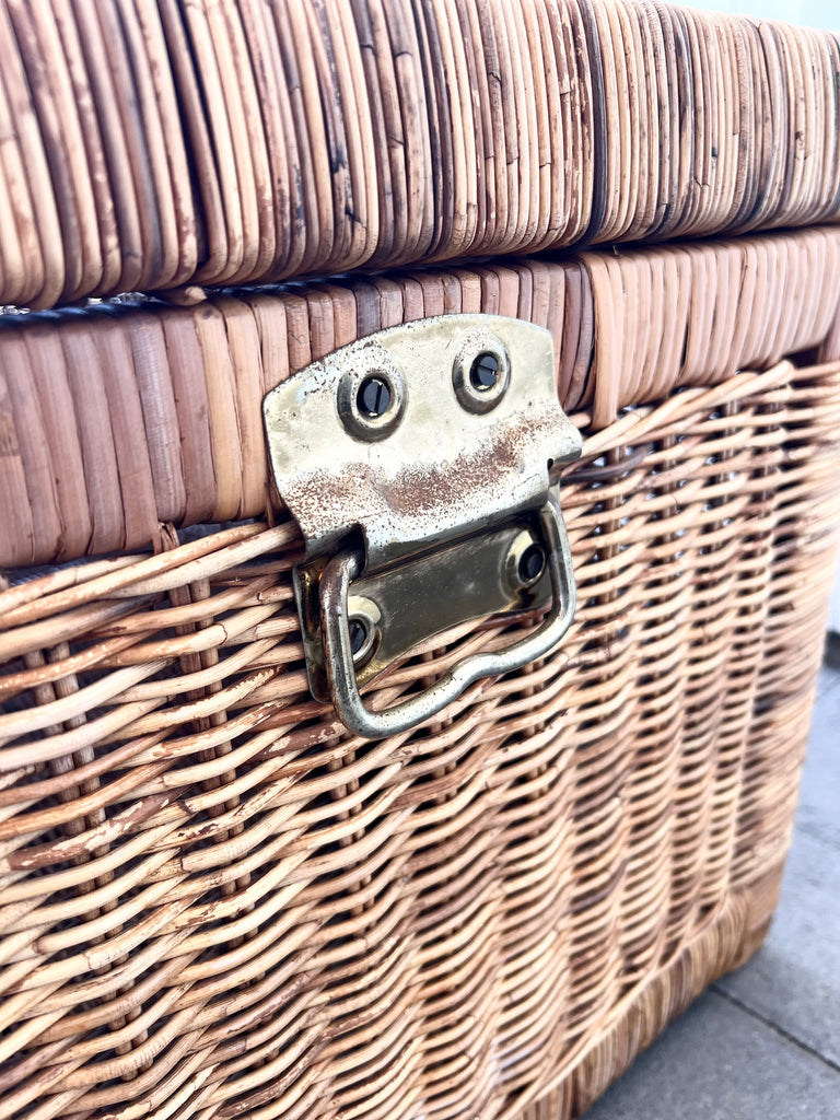 Wicker Trunk Chest with Etched Brass Hardware