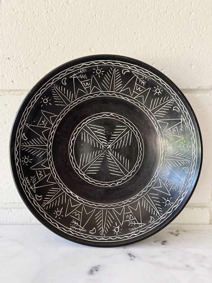 Etched Primitive Tribal Bowl