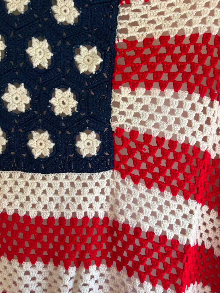 Handmade Patriotic American Flag Crochet Blanket