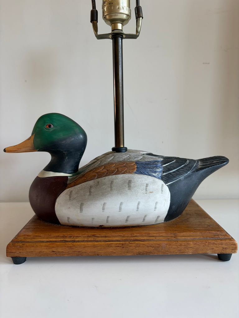 Vintage Hand-painted Mallard Duck Lamp