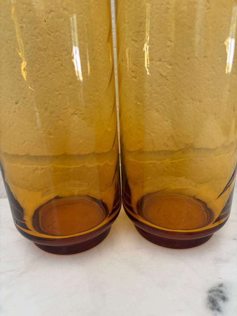 Libbey Amber Diamond Tumbler Optic Swirl Glassware Set