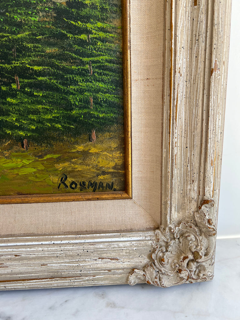 Framed Original Oil Painting Alpine Nature Scene “Mountains”