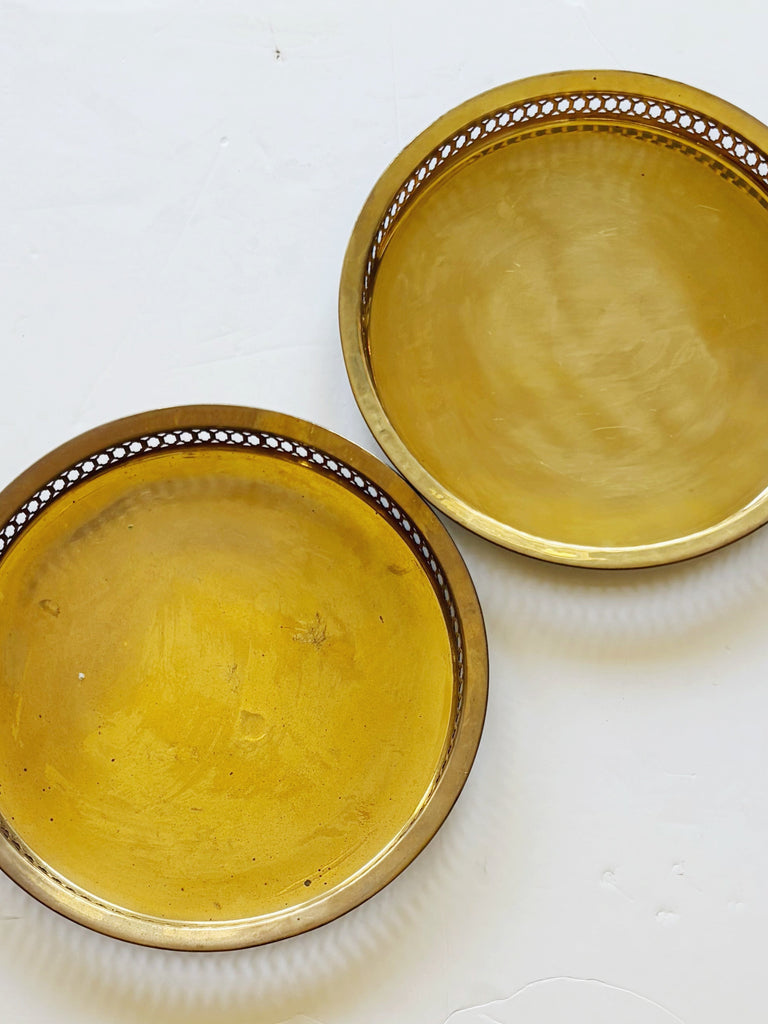 Vintage Brass Round Tray Set of 2