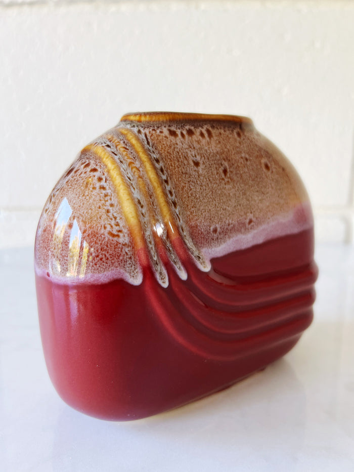 Burgundy Oval Ceramic Vase