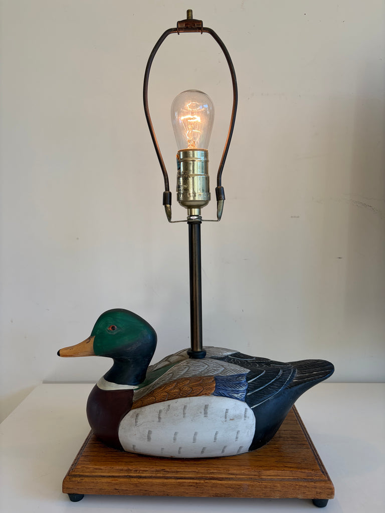 Vintage Hand-painted Mallard Duck Lamp