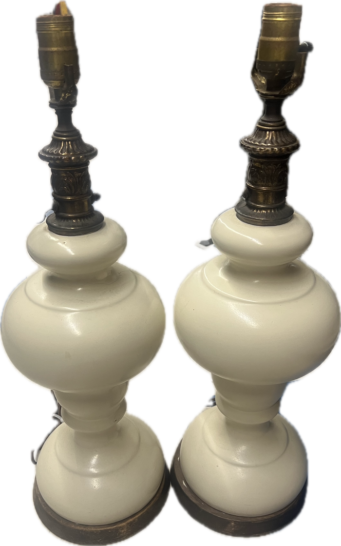 Mid Century Milk Glass Table Lamp Set