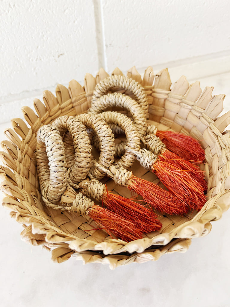 Woven Raffia Napkin Holders Set of 6
