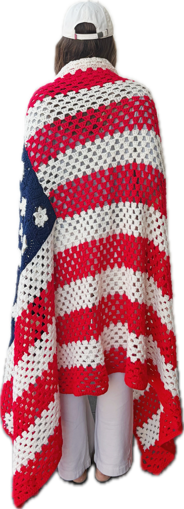 Handmade Patriotic American Flag Crochet Blanket