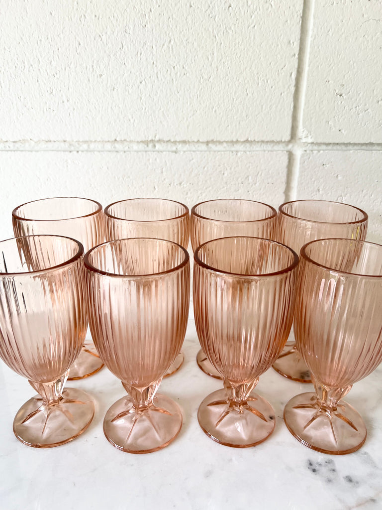 Vintage Pink Fosteria Glassware Set of 8