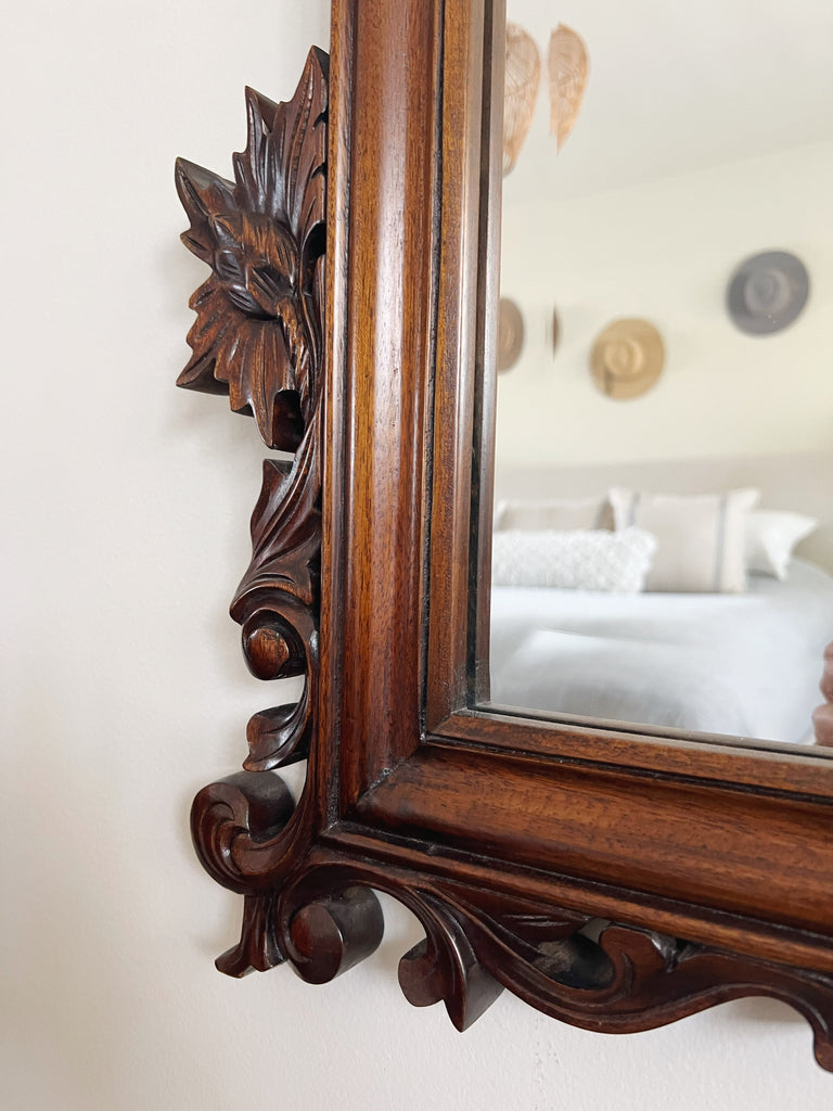 Rococo Carved Mahogany Beveled Wall Mirror