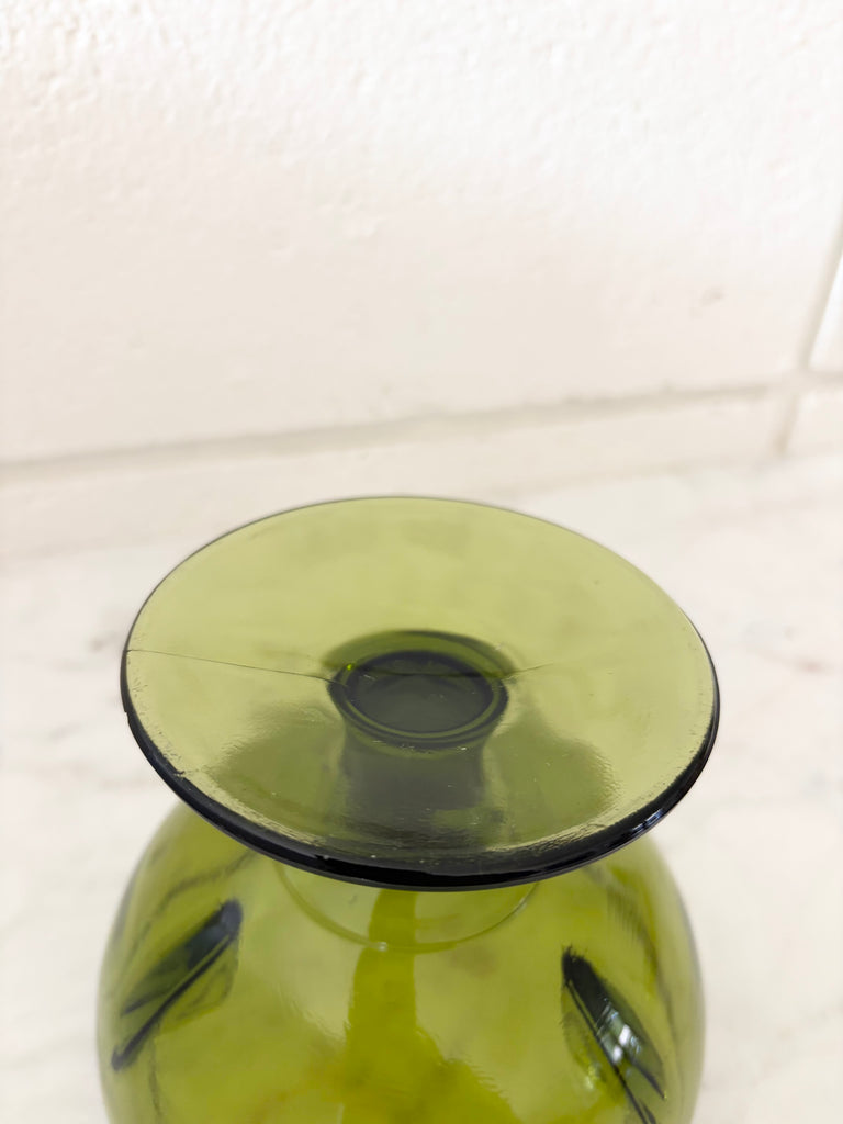 Vintage Indiana Glass Green Pedestal Bowl