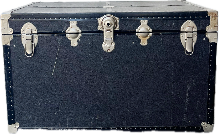 Vintage Black Metal Steamer Trunk Chest 1930's