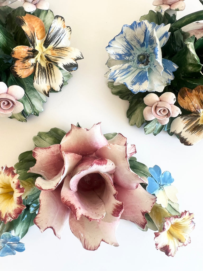 Vintage Italian Porcelain Candle Holder Set
