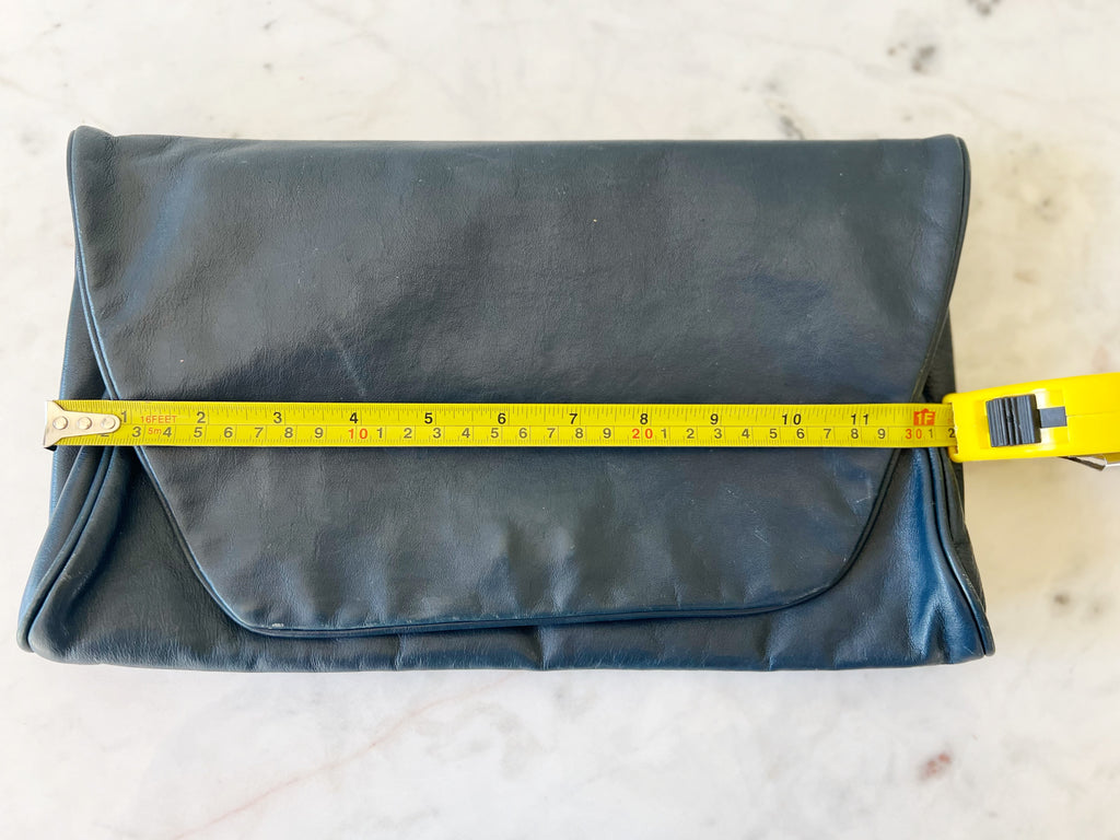 Navy Leather Clutch