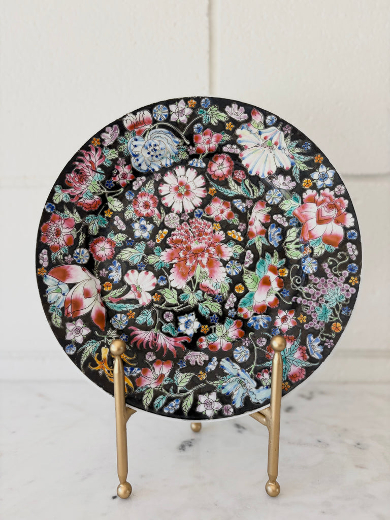 Vintage Handpainted Floral Ceramic Plate