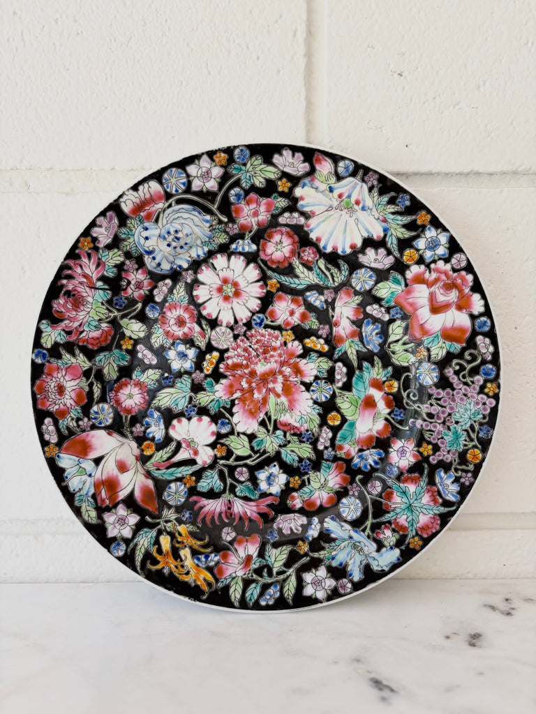 Vintage Handpainted Floral Ceramic Plate