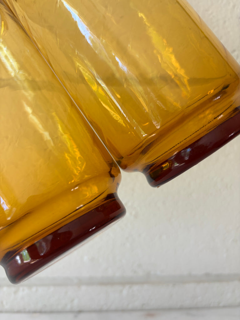 Libbey Amber Diamond Tumbler Optic Swirl Glassware Set