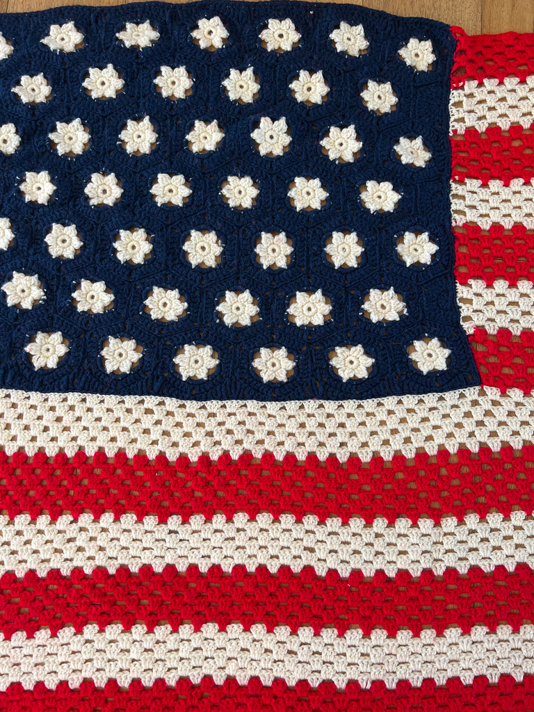 Handmade Patriotic American Flag Crochet Blanket