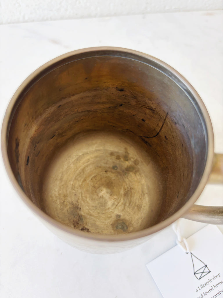 Hammered Footed Brass Mug