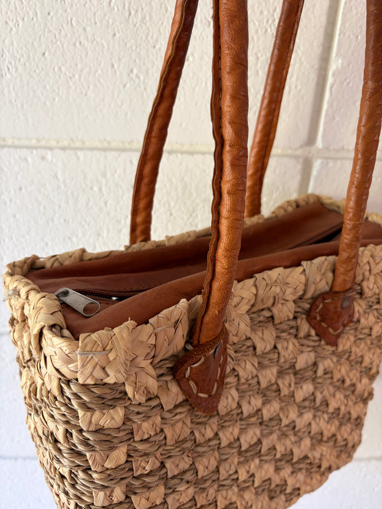 Vintage Handwoven Italian Leather Strap Shoulder Bag