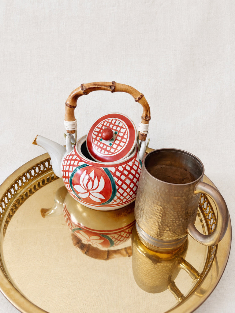 Vintage Brass Round Tray Set of 2