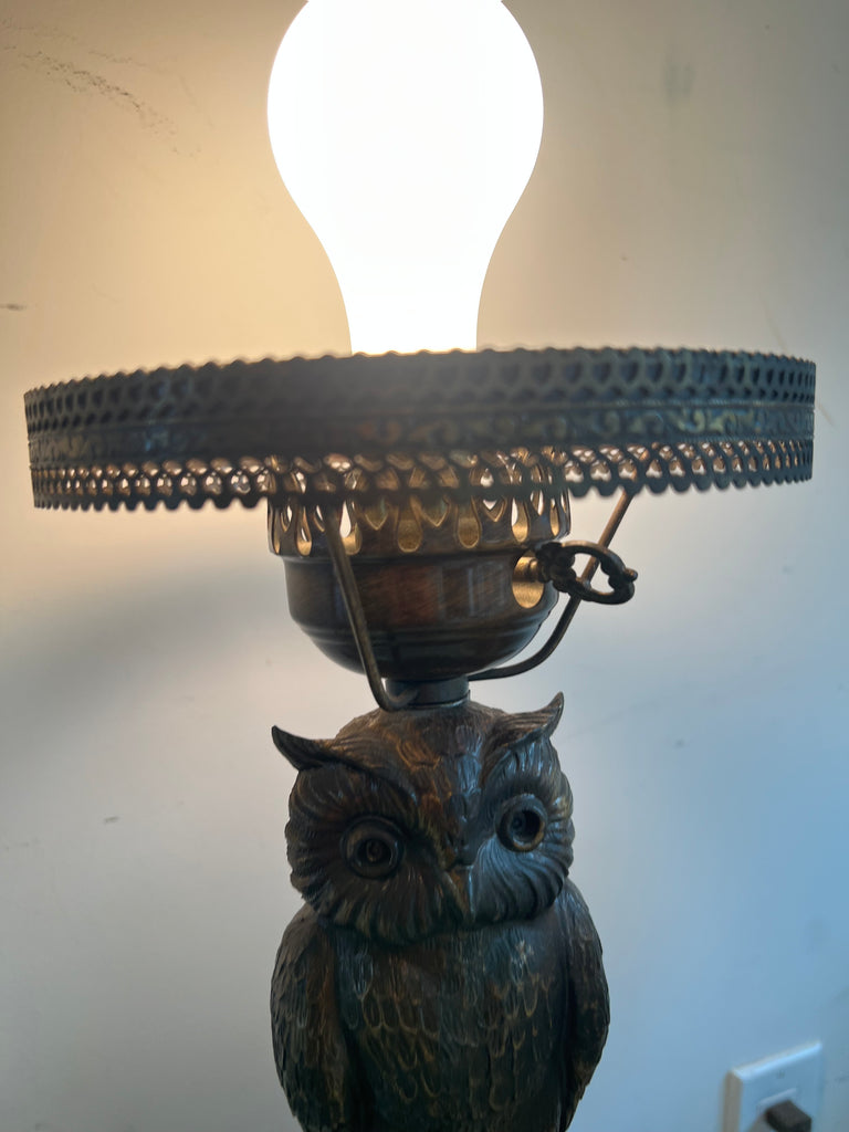 Vintage Bronze Owl Lamp by Loevsky & Loevsky