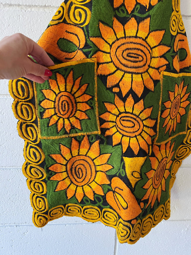 Embroidered Sunflower Apron