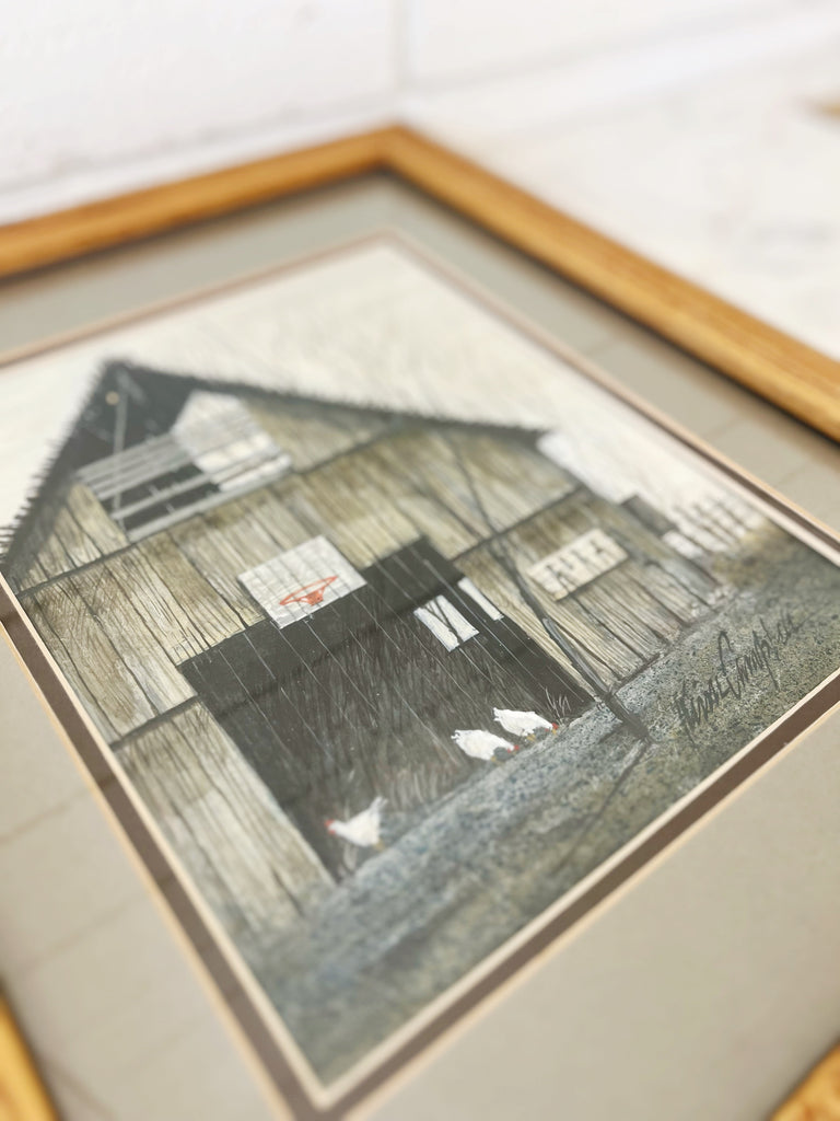 Framed Country Farmhouse Barn Scene Print