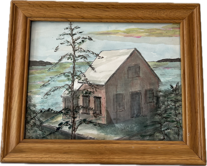 Framed Original Painting Homestead by the Lake