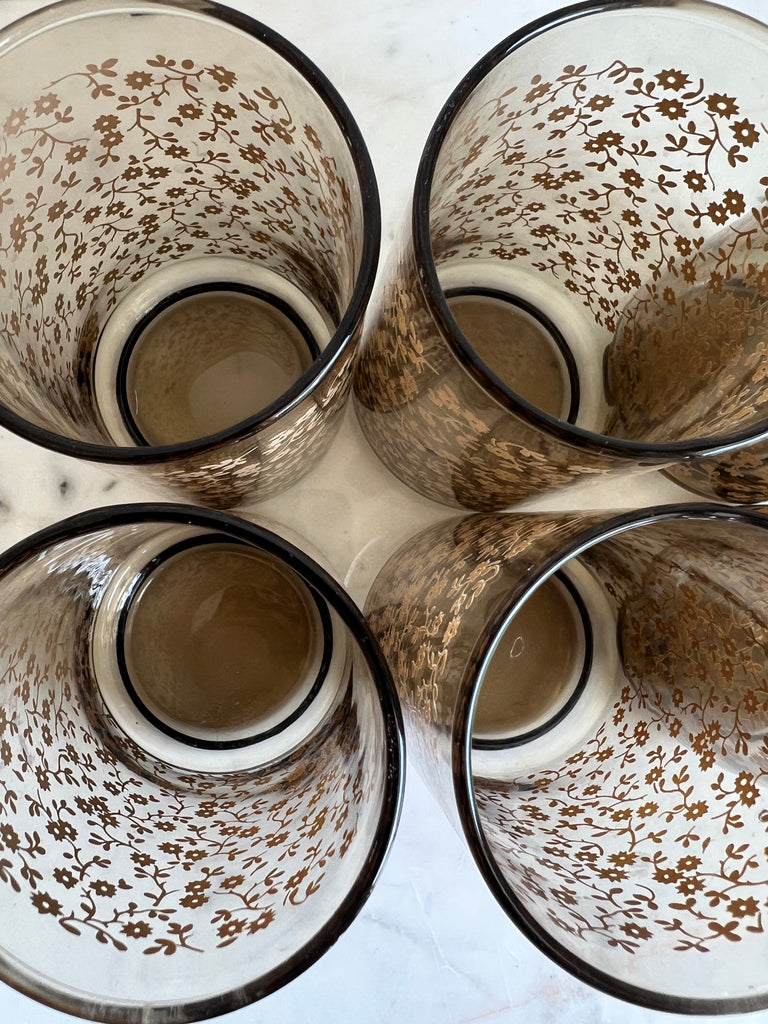 Vintage Floral Tumbler Glassware Set of 6